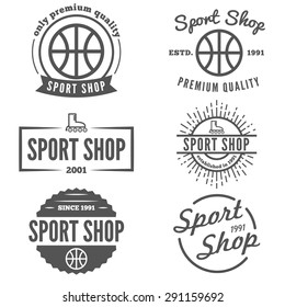 Set of vintage logo, badge, emblem or logotype elements for sport shop