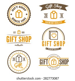 Set of vintage logo, label, badge and logotype elements for gift shop, jewelry, corporate or company