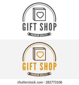 Set of vintage logo, label, badge and logotype elements for gift shop, jewelry, corporate or company