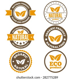 Set of vintage logo, label, badge and logotype elements for organic and natural companies, corporates, cosmetics and food