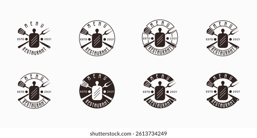 set of vintage logo label menu restaurant, inspiration for branding barbecue menu.