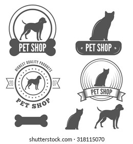 Set of vintage logo and logotype elements for pet shop, pet house, grooming and pet clinic