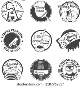 Set of vintage logos, labels and badges cleaning services. Isolated on white background