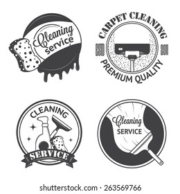 Set Of Vintage Logos, Labels And Badges Cleaning Services. Isolated On White Background