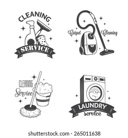 Set of vintage logos, labels and badges cleaning services. Isolated on white background