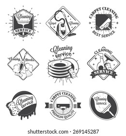 Set of vintage logos, labels and badges cleaning services. Isolated on white background