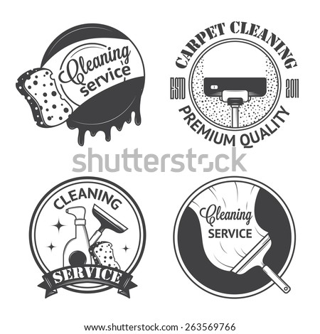 Set of vintage logos, labels and badges cleaning services. Isolated on white background