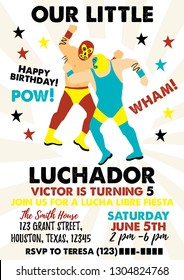 Set of Vintage Lucha Libre tickets. Lucha Libre Birthday Party. Birthday Invitation Templates.