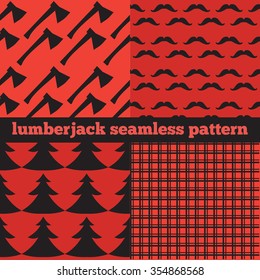 Set of vintage Lumberjack backgrounds. Trendy Hipster Buffalo Check ,Tartan and Gingham Patterns vector