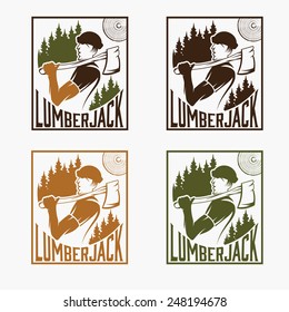 Set of vintage lumberjack labels