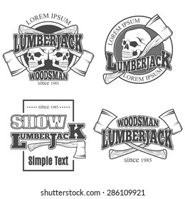 Set of vintage lumberjack labels, emblems and design elements