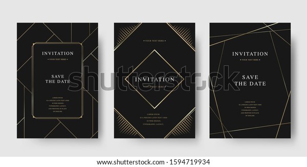 Set Vintage Luxury Black Gold Vector Stock Vector (Royalty Free ...