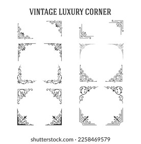Set of Vintage Luxury Corner Design Free Vector