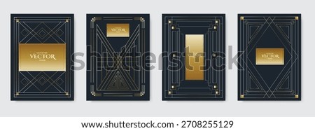 Set of vintage luxury dark background and gold vector invitation card