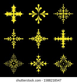 set of vintage luxury patterns in gold color