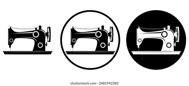 set Vintage Manual Sewing Machine icon logo. tailor symbol pictogram vector illustration