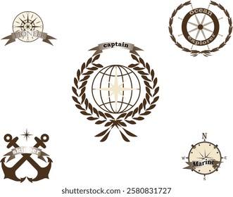 set of vintage marine logos 