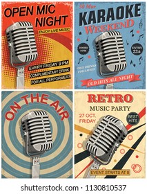 Set of vintage mic posters.