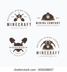 Set von Vintage Mining Logo Vektorgrafik Design.