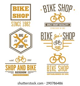 Set of vintage and modern bicycle shop logo badges and labels