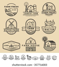 Set of vintage and modern farm badge logo and labels design. Vector illustration