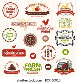 Set of vintage and modern farm logo labels and designs