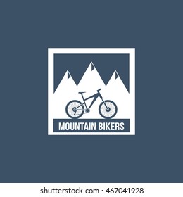 Set of vintage and modern mountain bike shop logo badges and labels. Vector Illustration