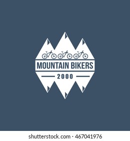 Set of vintage and modern mountain bike shop logo badges and labels. Vector Illustration