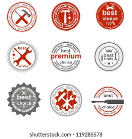 Set of vintage and modern repair tools labels for sale