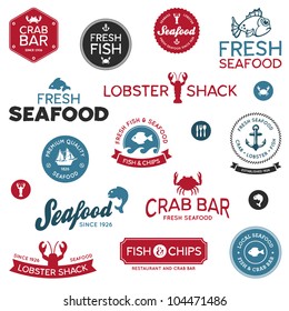 Set Of Vintage And Modern Seafood Logo Restaurant Labels