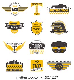 Set of vintage and modern taxi logos, taxi labels, taxi badges and taxi design elements