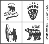 Set of vintage monochrome california emblems and design elements. Typography illustrations. California Republic bear. Vector EPS8 illustration. 