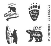 Set of vintage monochrome california emblems and design elements. Typography illustrations. California Republic bear. Vector EPS8 illustration. 