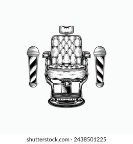 Set of vintage monochrome element barbershop. Vector logo design concept