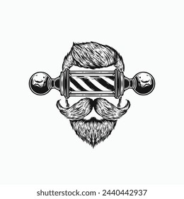 Set of vintage monochrome element barbershop. Vector logo design concept