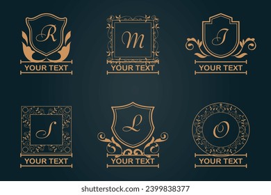 Set of vintage monogram. Vintage logo collection. Vintage typographic decorative ornament elements. Luxury wedding crest monogram