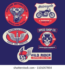 set of vintage motorcycle badge design