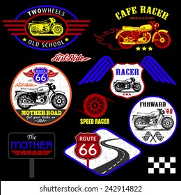 Set of vintage motorcycle badges