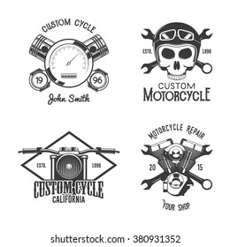 Set of vintage motorcycle badges