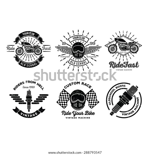 Set Vintage Motorcycle Badges Emblem Logo Stock Vector (Royalty Free ...