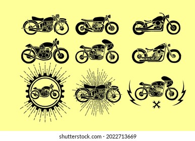 Conjunto De Chopper De Motocicleta Vintage