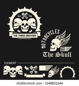 Set Of Vintage Motorcycle Club Labels. Bikers Club And Motorcycle Gang Logo. Ribbons For Design, Business, Logo, Sticker, And Cards.