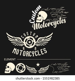 set of vintage motorcycle club labels. bikers club and motorcycle gang logo. Ribbons for design, business, logo, sticker, and cards.