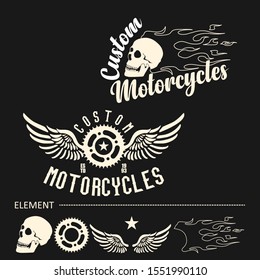 set of vintage motorcycle club labels. bikers club and motorcycle gang logo. Ribbons for design, business, logo, sticker, and cards.