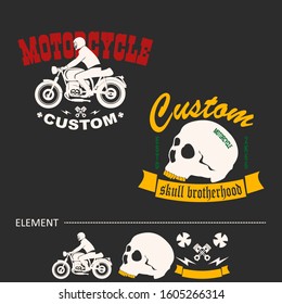 set of vintage motorcycle club labels. bikers club and motorcycle gang logo. Ribbons for design, business, logo, sticker, and cards.