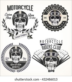 Set of Vintage motorcycle emblems and labels