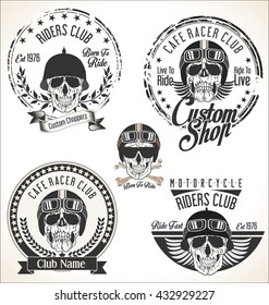 Set of Vintage motorcycle emblems and labels