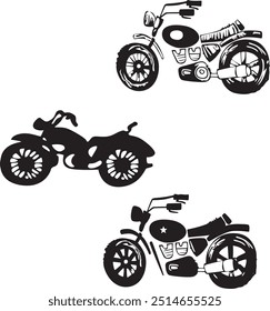Set of vintage motorcycle illustrations isolated on white background. Design element for logo, label, emblem, sign, poster, t shirt. Vector illustration