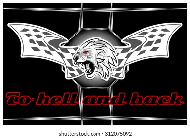 Set of vintage motorcycle labels, badges and design elements. Graphic Mascot Vector Image of a lion. Logos for sport athletic club. Coat of Arms for the gym or sports shop. Vector illustration Eps 10