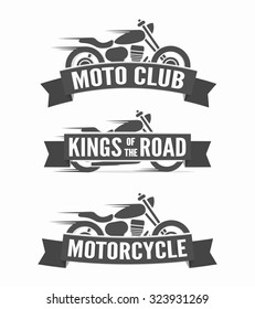 Set of vintage motorcycle labels, badges and logos